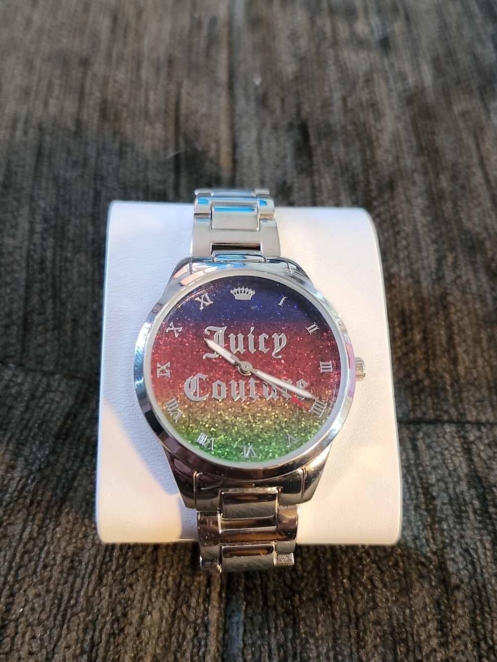 Juicy Couture Rainbow Glitter Stainless Steel Watch New In Box
